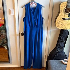 ANTONIO MELANI Vibrant Blue V-Neck Jumpsuit